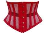 Red Colored Underbust Hourglass Corset Made With Mesh