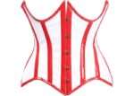 Womens Top Drawer White and Red Vinyl Patent Pvc Underbust Curvy Corset