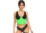 Neon Green Vinyl Open Cup Underwire Waist Cincher