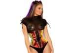 Holographic Vinyl Corset Brimstone & Black