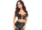 Lavish Black/Red Patent Bustier Lace-up Short Top Bustier