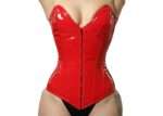 Overbust Waist Trainer Red Corset Steel Boned Womens PVC Corset