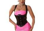 Womens Vinyl Steampunk Corset Victorian Bustier Top