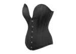 Black Satin Overbust Corset with Plunge Neckline