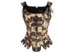 Black and Gold Strap Corset with Roman-Italian Style Print