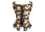 Black and Gold Strap Corset with Roman-Italian Style Print