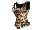 Black and Gold Strap Corset with Roman-Italian Style Print