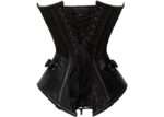 Blue Brocade & Black Leather Overbust Corset