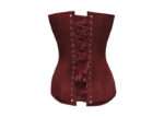 Style: Overbust, Longline Length Range: Instant Shape Corset Design Features: Curved Hem Colour: Burgundy Fully Adjustable Lacing: 1" Burgundy Ribbon Achievable Waist Reduction: 5cm Sweetheart Bustline Back Modesty Panel Strong Waist Tape 6 suspender loops & 4 bra loops Outer Material: 100% Satin Polyester Lining: 85% Polyester 15% Cotton Twill 4mm Lightweight Spiral Steel Bones, 7mm Lightweight Flat Steel Bones Busk Length: 14 1/2" (All Corset Sizes)