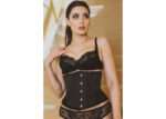 Black Underbust With Contrast Brocade Hip Panel & Curved Gothic