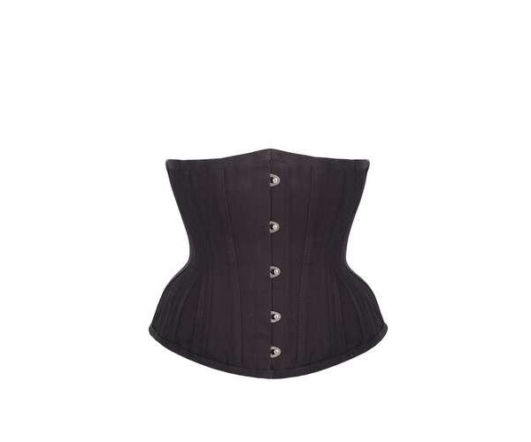 Black Cotton Twill Classic Underbust Waist Trainer With Hip Gores
