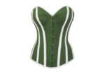 Green and White Single Layer Overbust Corset