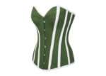 Green and White Single Layer Overbust Corset