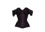 Black Longline Gothic Corset Top with Lace Cap Sleeve