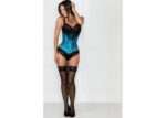 Longline Turquoise Underbust Waist Training Corset With Flossing