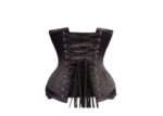 Black Satin Longline Waist Trainer with Lace and Ribbon Bow 