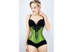 Green Longline Underbust Waist Trainer With Black Bow And Lace