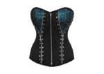 Turquoise and Black Gothic Overbust Corset with Zips