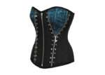 Turquoise and Black Gothic Overbust Corset with Zips