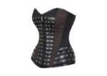 Black Studded Overbust with Brown Brocade Panels