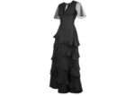 Black Corseted Cascading Gothic Dress