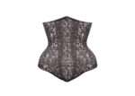 Long Silver Brocade Waist Training Underbust Gothic Corset