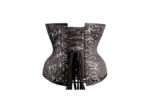 Long Silver Brocade Waist Training Underbust Gothic Corset