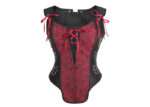 Red and Black Steampunk Overbust Corset with Shoulder Straps