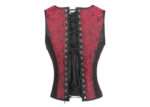 Red and Black Steampunk Overbust Corset with Shoulder Straps