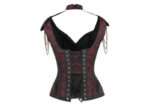 Red Brocade Closed Front Epaulettes Corset