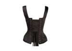 Classic Waist Cinching Black Satin Overbust With Straps