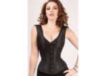 Black Brocade Waist Taming Overbust With Shoulder Straps