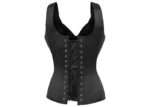 Black Satin Overbust Corset Bustier Top with Straps and Zip