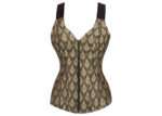 Brown and Gold Brocade Corset Bustier Top with Zip front