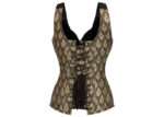 Brown and Gold Brocade Corset Bustier Top with Zip front