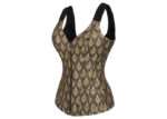 Brown and Gold Brocade Corset Bustier Top with Zip front