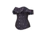 Mystic Galaxy Indigo Gold Corset Bustier Top With Bardot Sleeve