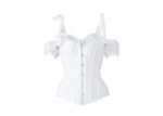 White Cotton Corset Bustier Top With Sleeves And Shoulder Straps