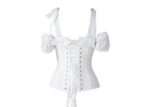 White Cotton Corset Bustier Top With Sleeves And Shoulder Straps