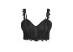 Marjorie Black Satin and Lace Corset Bustier Top Corseted Bralette