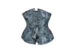 Blue Print Overbust Corset Bustier Top with Detachable Sleeves