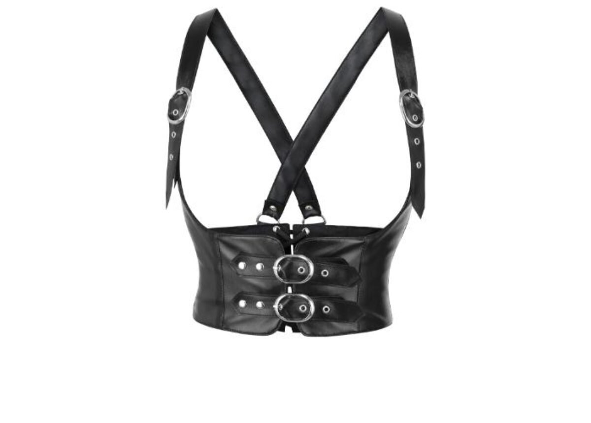 Thick Black Overbust Harness New Black Chest Harness | Haigh Waist Harness | HAUTE CUIR  main image 2