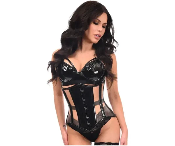 vinyl corset , patent corset pvc tops