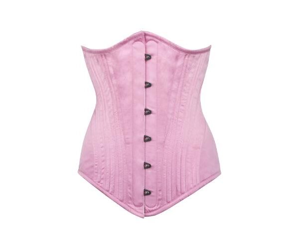Pink Satin Longline Underbust Corset with Hip Panels