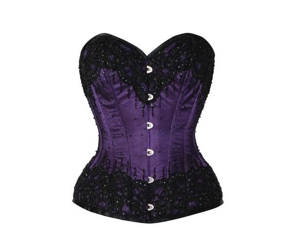 Beautiful Purple Couture Satin Halloween Bustier Corset Costume Dress