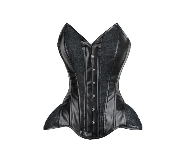 Waspie Leather Overbust Strapless Corset Top with Hip Panels