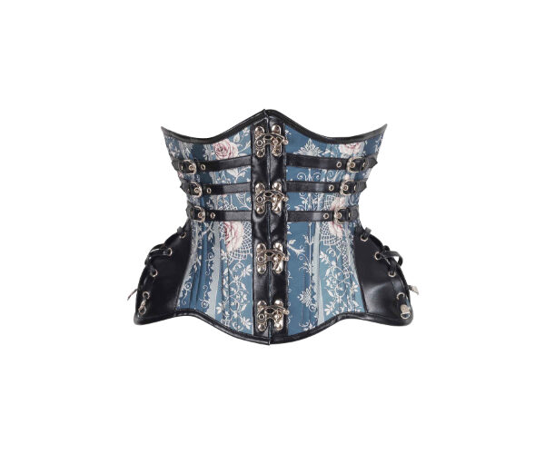 Steampunk Rose Garden Underbust Leather Corset with Swing Hooks