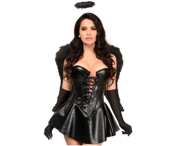 Waspie's 4 PC Premium Gothic Leather Dark Angel Corset Dress Halloween Costume