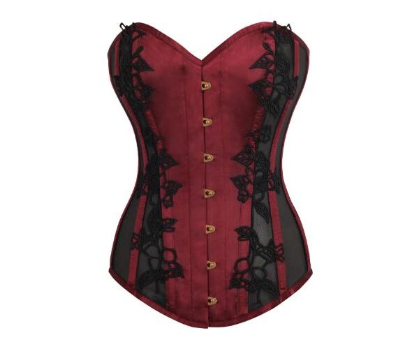 Burgundy Longline Satin Halloween Corset Top Costume