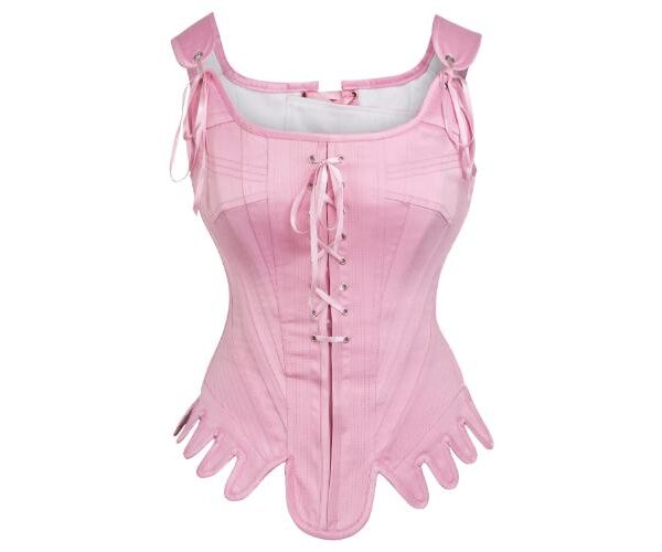 Historically Inspired Baby Pink Satin Overbust Corset Top
